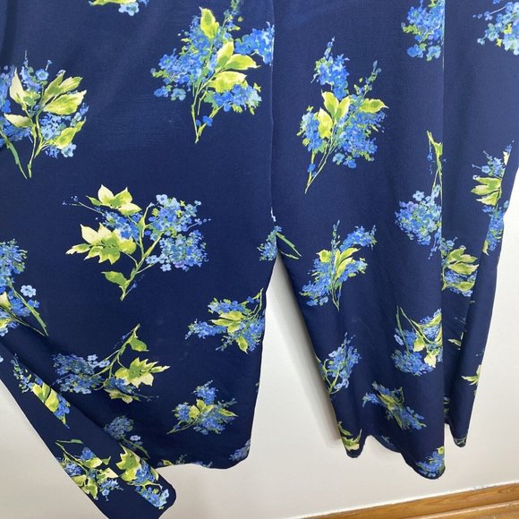 Karl Lagerfeld Paris Womens Blue Floral Jumper Sz 8 Pants Romper One Peice - Picture 7 of 9